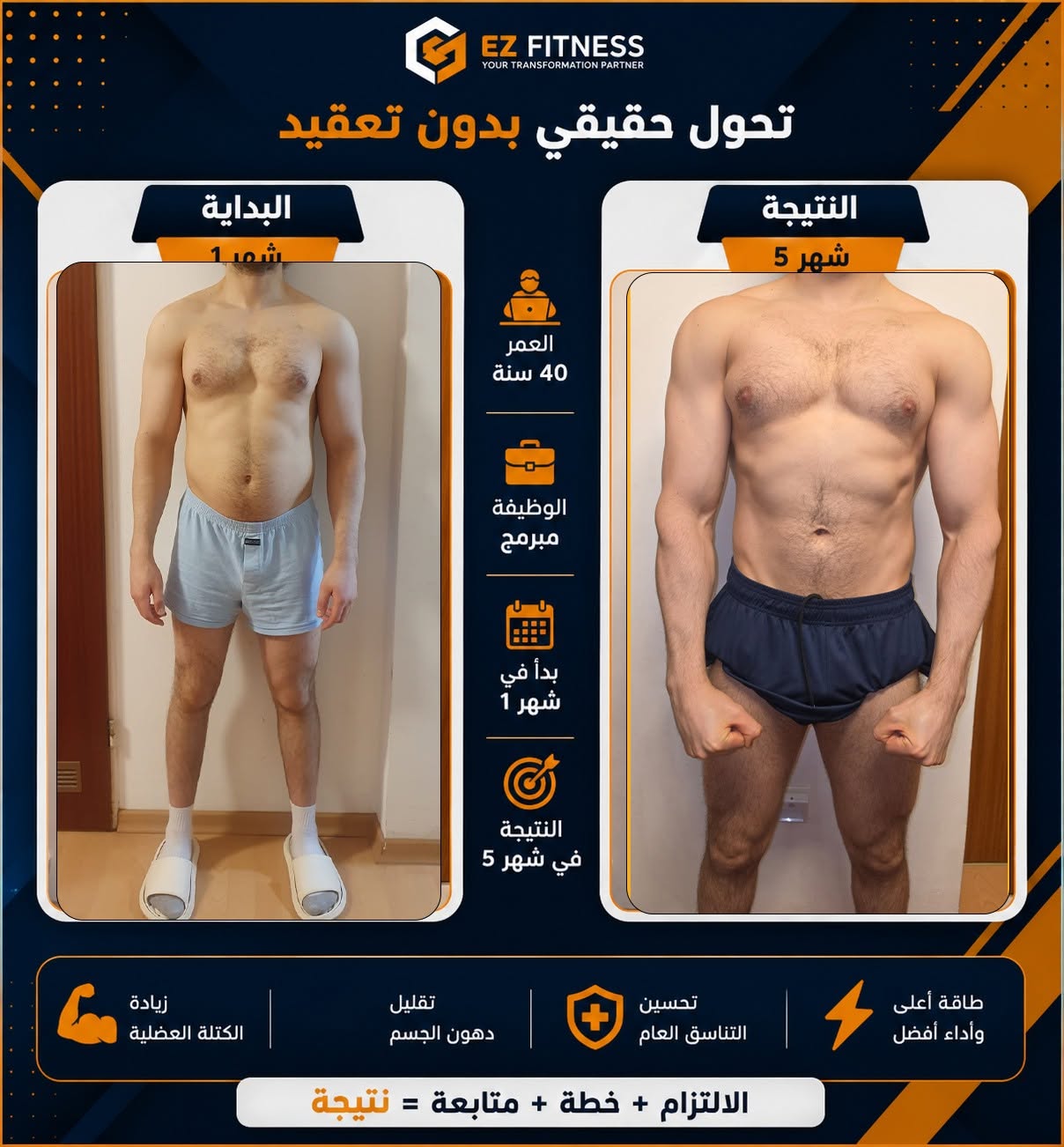 تحول أحد عملاء كوتش عز من خلال برنامج تدريب وتغذية مخصص 18